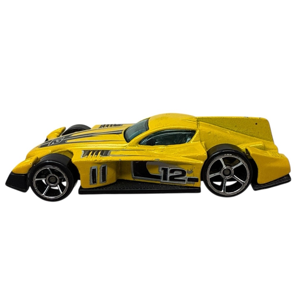 2009 Hot Wheels Track Legends Formul8r Yellow Die Cast Toy Car Vehicle